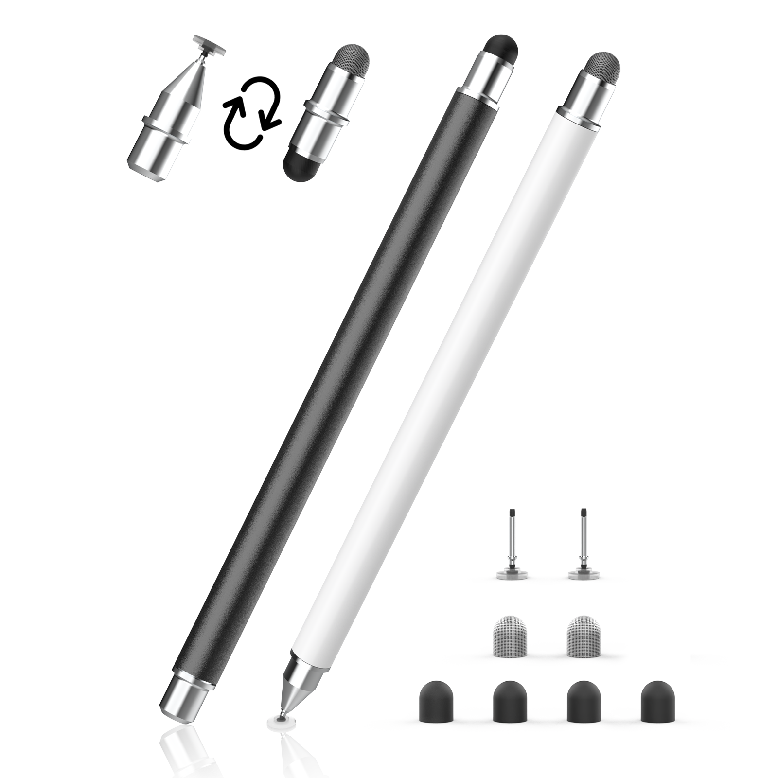 Stylus Pen for Touchscreen, 3-in-1 Magnetic Capacitive Stylus Pen, High Sensitivity Precision Stylus Suitable for IPad/Pro/Air/Mini, iPhone, Android Tablets, Samsung, All Touch Devices(Black/White)